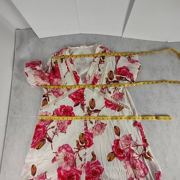 Entro Women's Red, White, Floral Lined Shift Style Long Sleeve Dress Size Medium - Picture 7 of 12